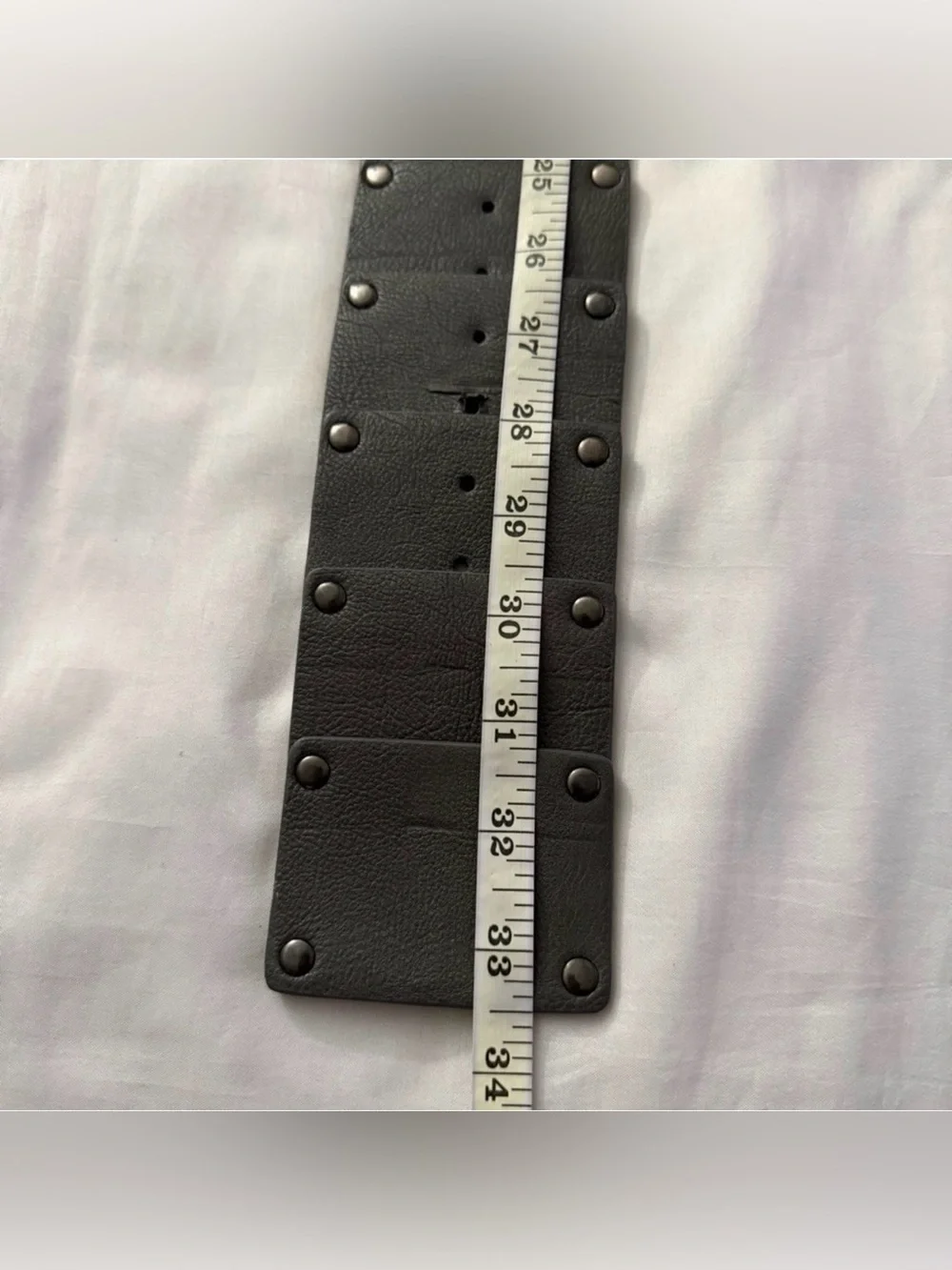 Gray PU leather wide elastic waistband belt with hematite tone rectangle buckle